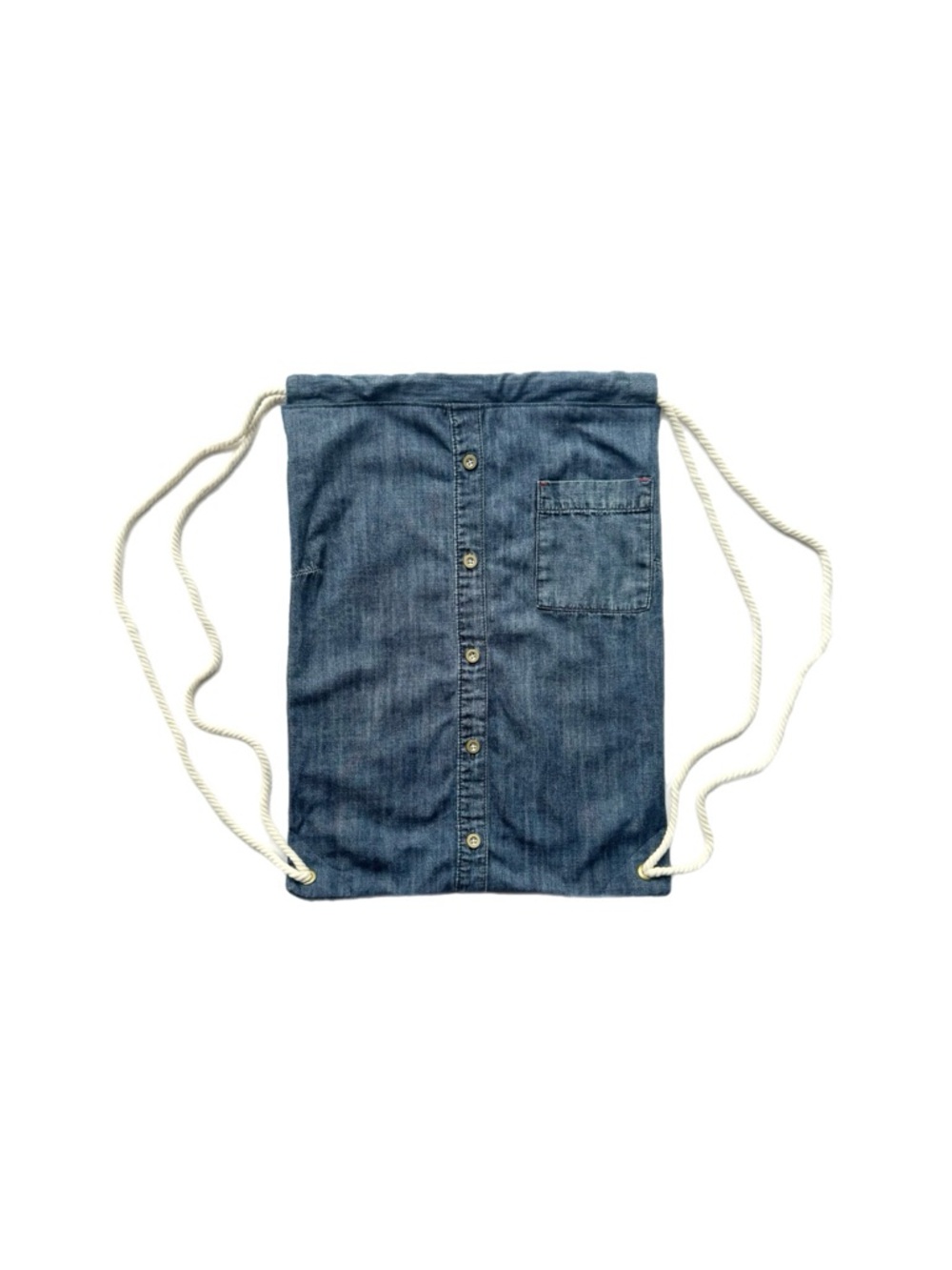 Handmade Upcycled Repurposed Denim Drawstring Backpack